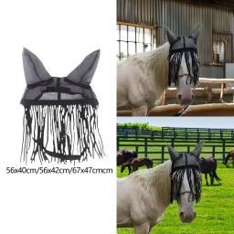 Capa para mosca de cavalo respirável com borlas roupa de cavalo padrão equestre - Image 3