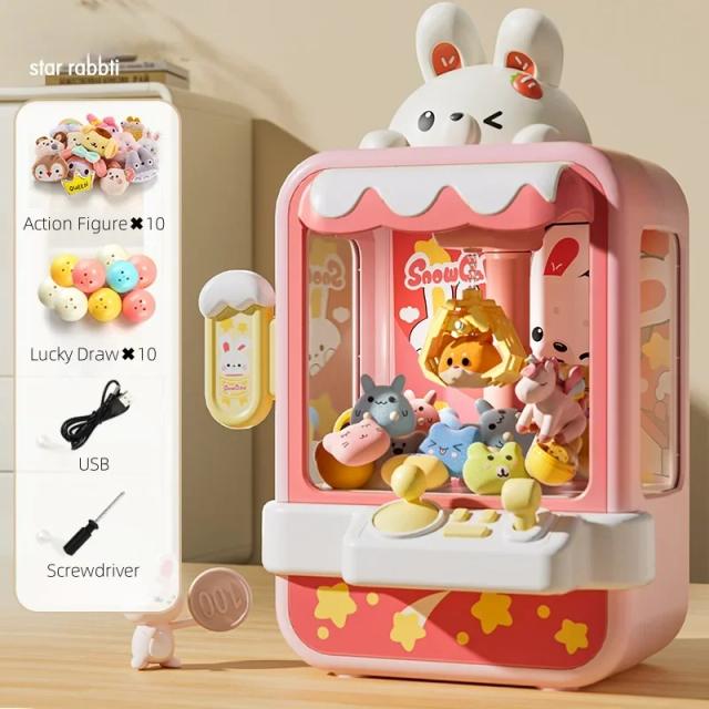 Mini Máquina de Garra Dinossauro/Coelho Arcade com Luzes e Música