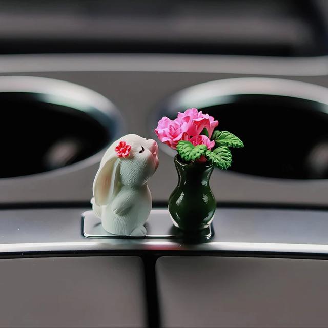 Decoração de Carro Anime Bunny com Aroma de Rosas - Acessórios Bonitos e Presentes Para Mulheres
