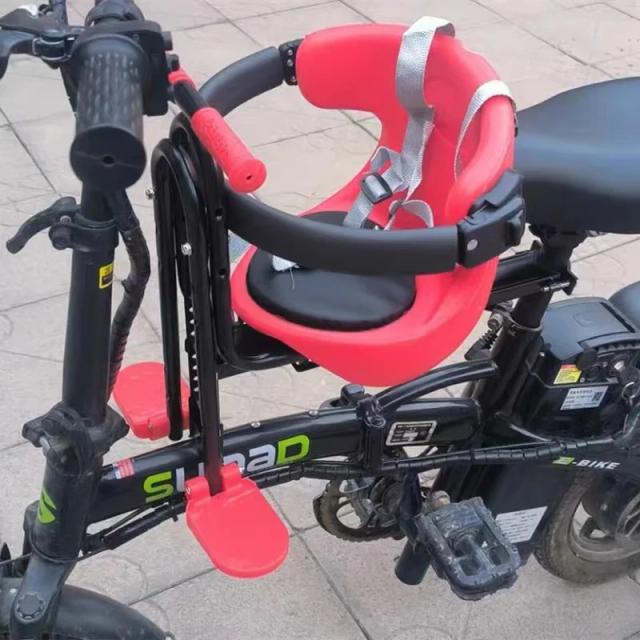 Assento Frontal de Segurança para Crianças com Sela e Pedais para Bicicleta de Estrada