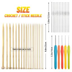 36 pçs conjunto de agulhas de tricô de bambu mix 2.0-10mm de alumínio ganchos de crochê conjunto com saco agulhas de crochê para kit de costura acessórios - Image 2