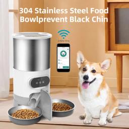 Stainless Steel Pet Food Dispenser com Tempo de Gravação, Smart App, Alimentador Automático para Cães e Gatos - Image 1