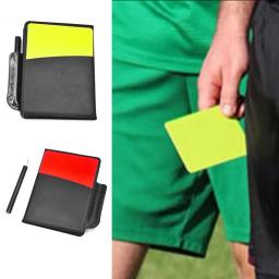 Cartão de árbitro de futebol profissional vermelho amarelo cartões caneta assobios cartão mangas conjunto futebol treinamento árbitro cartões de aviso - Image 4