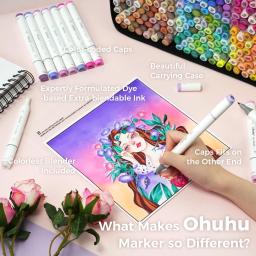 Ohuhu Oahu Marcador Pen Set, álcool Art Markers, Dual Dicas, Felt Pen, esboçar, desenho, Graffiti, Manga, Art Supplies Escolar, 320 cores - Image 3