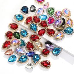 10 pcs/bag strass costura decoração brilhante forma gota costurar na strasse para colar ouro garra cristal fivela diy roupas de casamento/sapato - Image 1