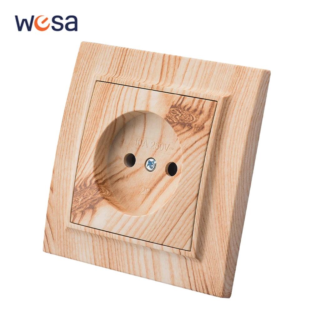 Wesa Pintura Em Spray De Madeira Dual USB Tomada De Energia, Outlett Elétrico, Plugue De Terra, Tomada De Parede, Plástico Retardador De Chamas, Padrão DA UE, 2.1A - Image 1