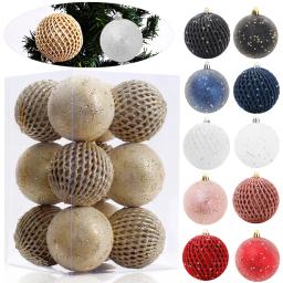 Lantejoulas Hanging Bauble Ornaments Box Set, Pingente De Natal, Acessórios De Árvore De Natal, Decoração De Casa, 12Pcs, 8cm - Image 1