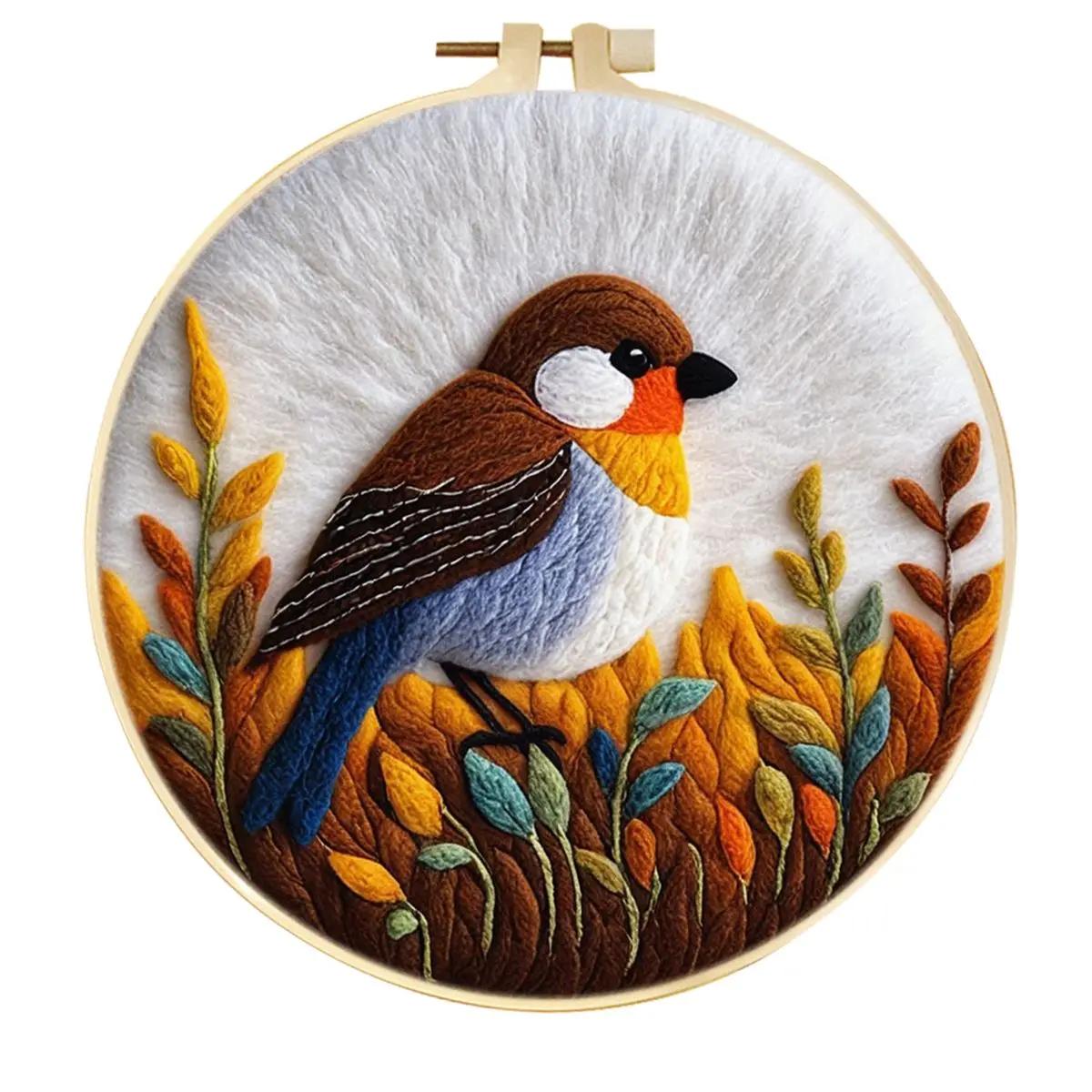 Chenistory kit de feltro de lã com moldura, agulhas de feltragem, ferramenta de feltro de lã animal, faça você mesmo, pintura de feltragem de lã, decoração de casa - Image 1