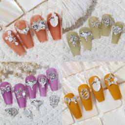 Shiny Nail Charms para Decorações Nail Art, Strass 3D, Star, Butterfly, Shaped Nail Dicas, DIY Acessórios, Prata, Ouro, Metal, Shiny, 1Pc - Image 2