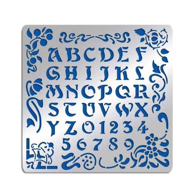 Estênceis Artísticos Foscos de Letras e Números de Metal para Pintura e Gravação em Madeira