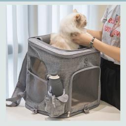 Mochila dobrável grande, suprimentos para animais de estimação, respirável, bolsa de expansão de ombro duplo, com carga de 10kg - Image 6