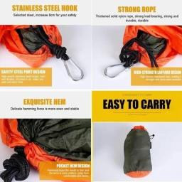 Rede portátil de acampamento ao ar livre para uma única pessoa com rede de nylon combinando com tecido de pára-quedas de alta resistência cama suspensa - Image 5