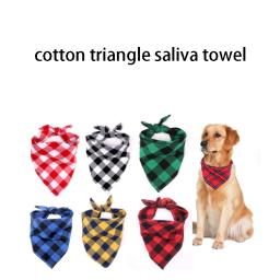 Toalha de saliva xadrez clássica para animais, bandana de cachorro, lenço de gato, lenço de cachorro, vermelho, preto, acessórios - Image 1