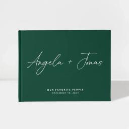 Livro personalizado do convidado do casamento, álbuns de fotos personalizados, elegante senhor e senhora casais hardback lembrança livro, verde preto e branco - Image 1