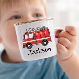 Caneca personalizada para crianças, chocolate quente, carro personalizado com nome, alça canecas para meninos, favores de festa de aniversário, presente infantil - Image 1