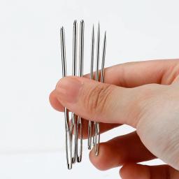 Agulha de aço inoxidável grande para tricô com fios, Agulha para costura de couro, Ferramentas de agulha, sem corte, 10 pcs/set - Image 4