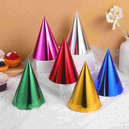 12pçs chapéu de festa infantil, chapéus de cone, decorações coloridas de aniversário, suprimentos decorativos de papel metálico - Image 2