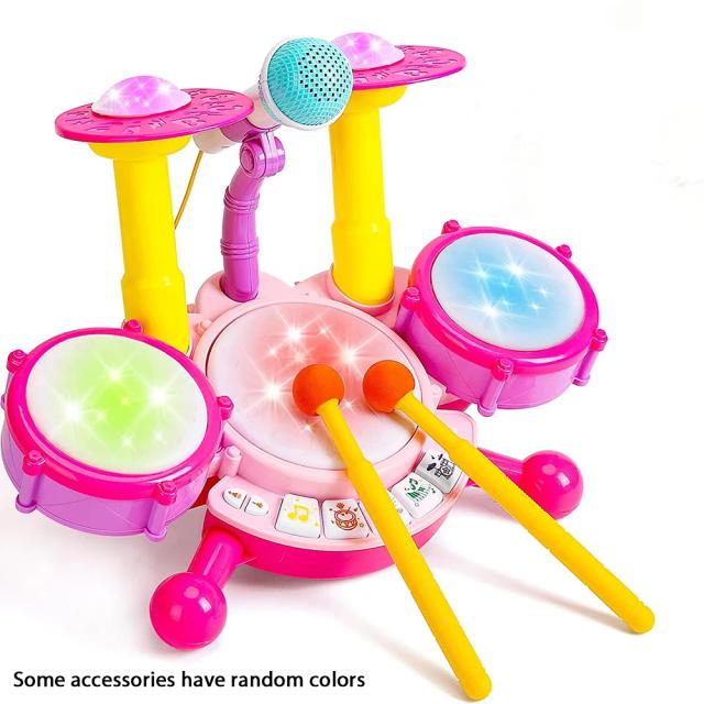 Kit Bateria Elétrica Infantil Educacional com Microfone Ajustável
