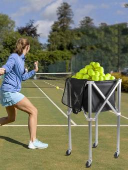 Carrinho de tênis portátil e dobrável, Hopper com rodas, carrinho de ensino de alumínio para beisebol e pickleball, 150 PCs - Image 3