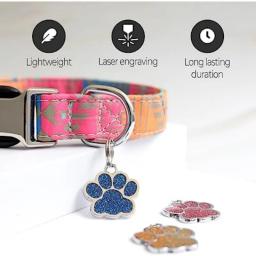 Tag gravado para animais de estimação, identificação personalizada, pata, pingente de brilho, aço inoxidável, cachorro, cães, gatos, acessórios - Image 4