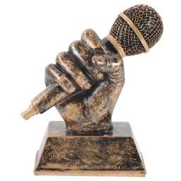 Troféu de música microfone escultura festa prêmio troféus alegria decoração vintage esportes mini para festas resina escritório estudante - Image 1