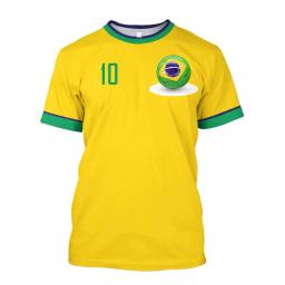Camisa masculina da equipe de futebol do Brasil, camiseta gola O, camisa extragrande, manga curta, estampa 3D, seleção da bandeira brasileira, roupas masculinas - Image 6