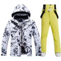 -30 graus terno de esqui para homens inverno à prova de vento impermeável grosso quente jaqueta de esqui e calças de neve conjunto ao ar livre masculino snowboard wear - Image 2
