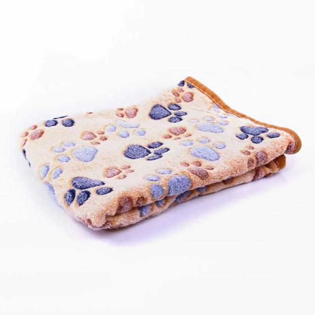 Cama de flanela macia para cães e gatos com estampa de pata, ideal para dormir e como tapete para pequenos e médios animais de estimação