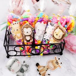 Animais selvagens Adesivos para Crianças, Doces e Caixa Pegajosa, Selva e Safari, Decoração de Festa de Feliz Aniversário, Embalagem de Bolinhos DIY, 24PCs - Image 5