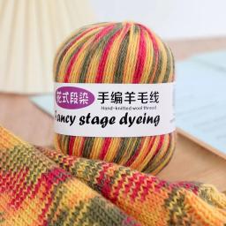 Fios de lã tingidos para camisola de tricô, artesanato tecido à mão, Multicolor macio, fios grossos médios, Crochet DIY, seção extravagante, 50g por rolo - Image 3