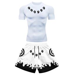 Conjuntos de roupas para ginástica masculina, atletismo de secagem rápida, protetor de rash, camisolas baselayers, shorts com bolsos com estampa 3D, tops corrida - Image 5