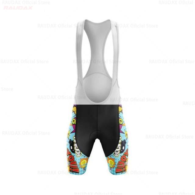 Conjunto de Camisa de Ciclismo Estampada para Verão Masculino com Manga Curta e Shorts Bib