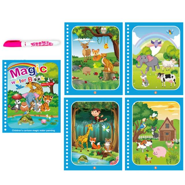 Livro Mágico para Colorir com Caneta D'Água - Brinquedo Educativo Reutilizável para Crianças com Abordagem Montessori