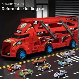 Grande criança caminhão deformação transportador carro brinquedos modelos modelo educacional pista dobrável veículo de corrida meninos meninas presente aniversário - Image 2