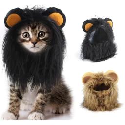 Peruca de juba de leão para gato, Cosplay vestir, fantasia para cachorro, decoração de festa, Halloween e Natal, chapéu pet - Image 1