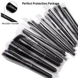 Zoreya 15 pçs luxo balck pincéis de maquiagem conjunto ferramentas pincéis profissionais fundação pó eyeliner sombra compõem escovas - Image 2