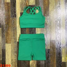 Collant de balé para meninas, shorts e blusa de tiras, roupas de ginástica, yoga esporte dança, roupas de palco, crianças - Image 4
