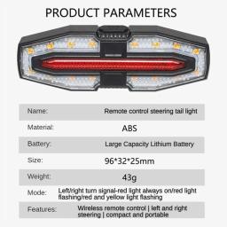USB Recarregável Turn Signals para Bicicleta, Luz Traseira, Aviso de Segurança, Ciclismo Luz, Controle remoto sem fio - Image 6