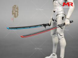 Mini Arma Samurai Sword, Acessórios de Modelo Twin Sabres, Fit 6 ''Soldier, Figuras Body Action, Vermelho e Azul, Escala 1:12, 8.7cm - Image 4