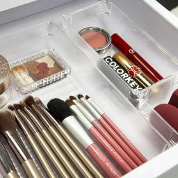 Organizador de gaveta clara com divisor, caixa de armazenamento transparente, caixas para utensílio, cosméticos, mercearia, cozinha, talheres - Image 4