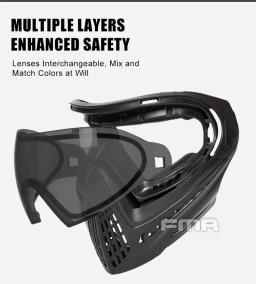 FMA f1 máscara facial completa para paintball, máscara protetora com camada única, óculos anti-nevoeiro, equipamento tático airsoft - Image 5