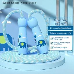 2.8m dos desenhos animados treinamento pular corda exercício para crianças pular cordas corda de algodão ajustável pular corda primária - Image 3