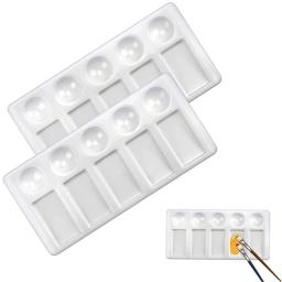 Retângulo pintura aquarela paleta, artista pintura paleta, bandeja de mistura para aquarela óleo guache tintas acrílicas, 10-Well, 2pcs - Image 1