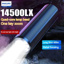 Philips Lanterna LED Recarregável, Portátil, Potente, Brilhante, Lâmpada de Acampamento, Caminhada ao ar livre, Autodefesa, 400m - Image 1