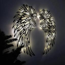 Asas De Pena De Anjo Com Luzes LED, Mural De Metal, Decoração De Parede Artesanato, Decoração De Anjo Pendurado, Fotografia, 1 Par - Image 6