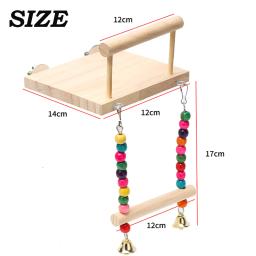 Pássaro balanço brinquedo de madeira papagaio poleiro carrinho playstand com mastigando grânulos gaiola playground para budgie aves - Image 3