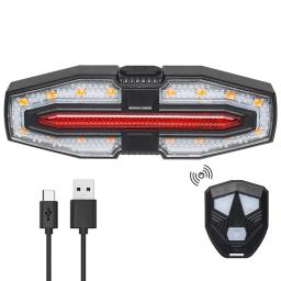 Luz traseira recarregável da bicicleta com sinais de giro, Luz traseira do ciclismo, Controle remoto sem fio, Luz traseira da bicicleta para a segurança - Image 6