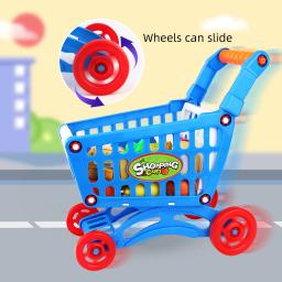 Carrinho de compras de simulação infantil, carrinho de compras de frutas e vegetais Guojiajia, equipado com um carrinho e 16 acessórios - Image 4