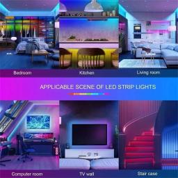 Tiras de luzes LED Bluetooth para festa de quarto, fita flexível, Wi-Fi, RGB, TV, fita, 1m-3m, 5m, 10m, 15m, 20m, 25m, 30LED por metro, 5050 - Image 6