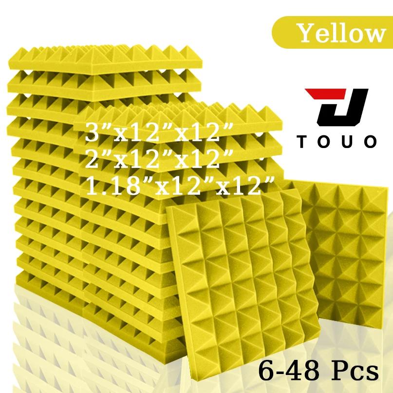 Touo 6-48 pces pirâmide espuma acústica tratamento de isolamento acústico de alta densidade painéis de espumas acústicas sala de tambor tratamento acústico - Image 1